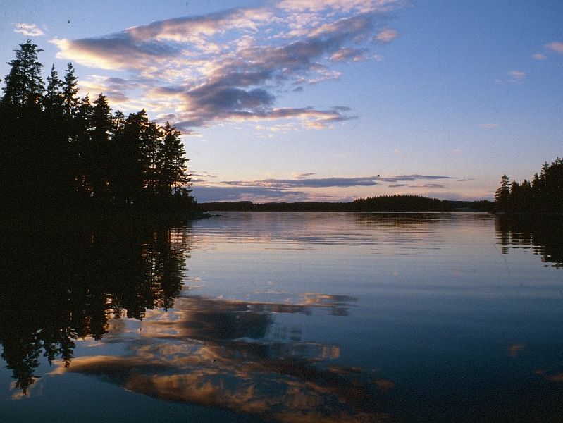 1979_Dia020_B.jpg - 1979, Dalsland, Gebiet: Foxen, Stora Le, Lelång - Still ruht der See - nach dem Gewitter