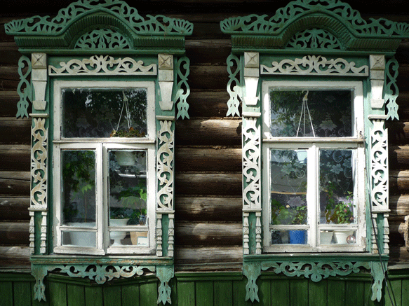 Fenster in alten Holzhusern